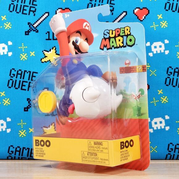 Jakks Pacific Super Mario Boo 4" w/ Gold Coin Nintendo Collectible Figure New - Picture 6 of 10